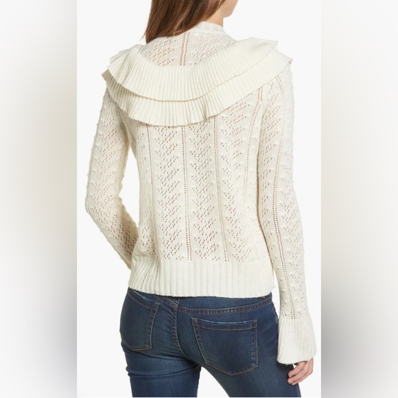 TULAROSA Manny Ruffle Sweater In Ivory - Picture 2 of 10